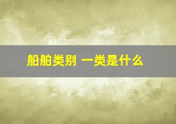 船舶类别 一类是什么